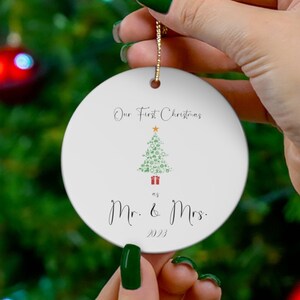 Our first Christmas as Mr. & Mrs. Ceramic Christmas Ornament, First Christmas Married Ornament, Mr and Mrs Christmas Tree Ornament image 1