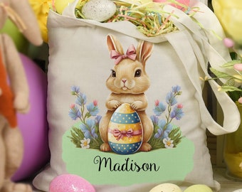 Easter Bags For Kids, Kids Easter bunny tote bag, Personalized Easter, Grandchildren Easter gift, Easter bag for girl, Easter bag for boy