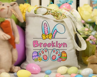 Easter Bags For Kids, Easter gift for grandchildren, Kids Easter bunny tote bag, personalized easter bag, Easter gift for girls and boys