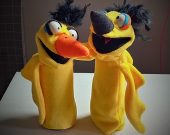 Muppet Style Hand Puppets - Karaoke Crazy Yellow Yard Birds  Winged Puppets by LittleBitWIred