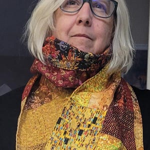 Bohemian Upcycled Cotton Scarf, Autumn Colors, Slow Stitched Style