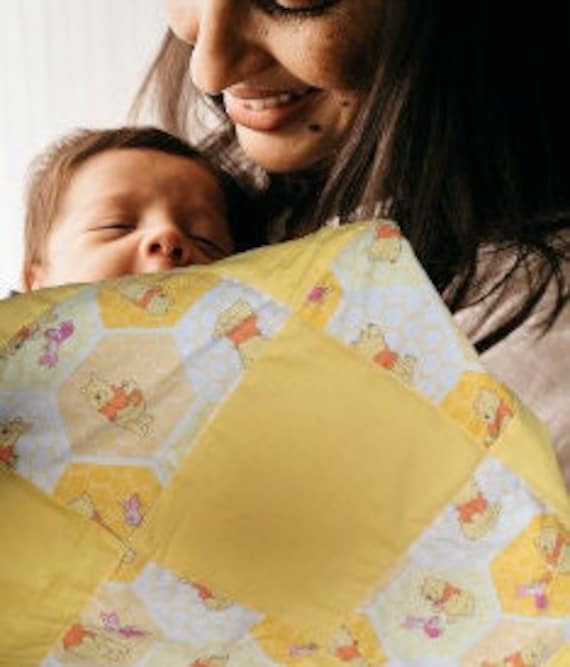 Homemade Baby Quilt Storybook Pooh Stroller Yellow Baby Blanket Feeding Cover Up Crib Quilt Baby Shower Gift New Mom Gift 26 X 46 Etsy Canada