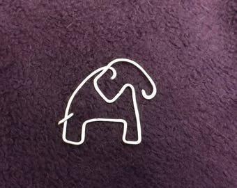 Silver Elephant Shawl Pin, Sweater Pin, Brooch