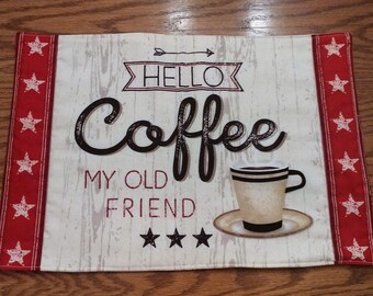 Fun Coffee Theme Quilted Coffee Station Quilted Place Mat  Coffee Lover, Barista