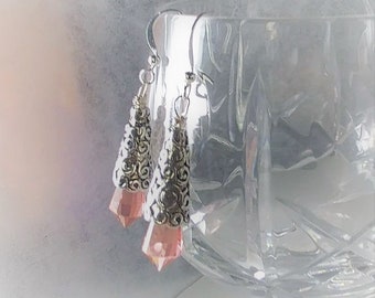 Swarovski Crystal Teardrop Earrings 1 1/2" drop,  Swarovski Crystal