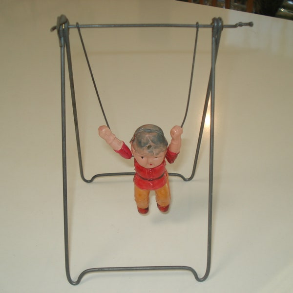 Antique Celluloid Toy, Man on the Flying Trapeze, Antique Toy, Antique Moving Toy