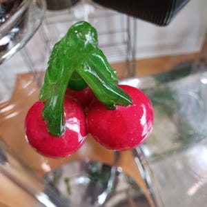 Vintage Murano Glass, Murano Handblown Glass Cherries, Murano Glass, Vintage Glass Cherries, Vintage Glass Fruit
