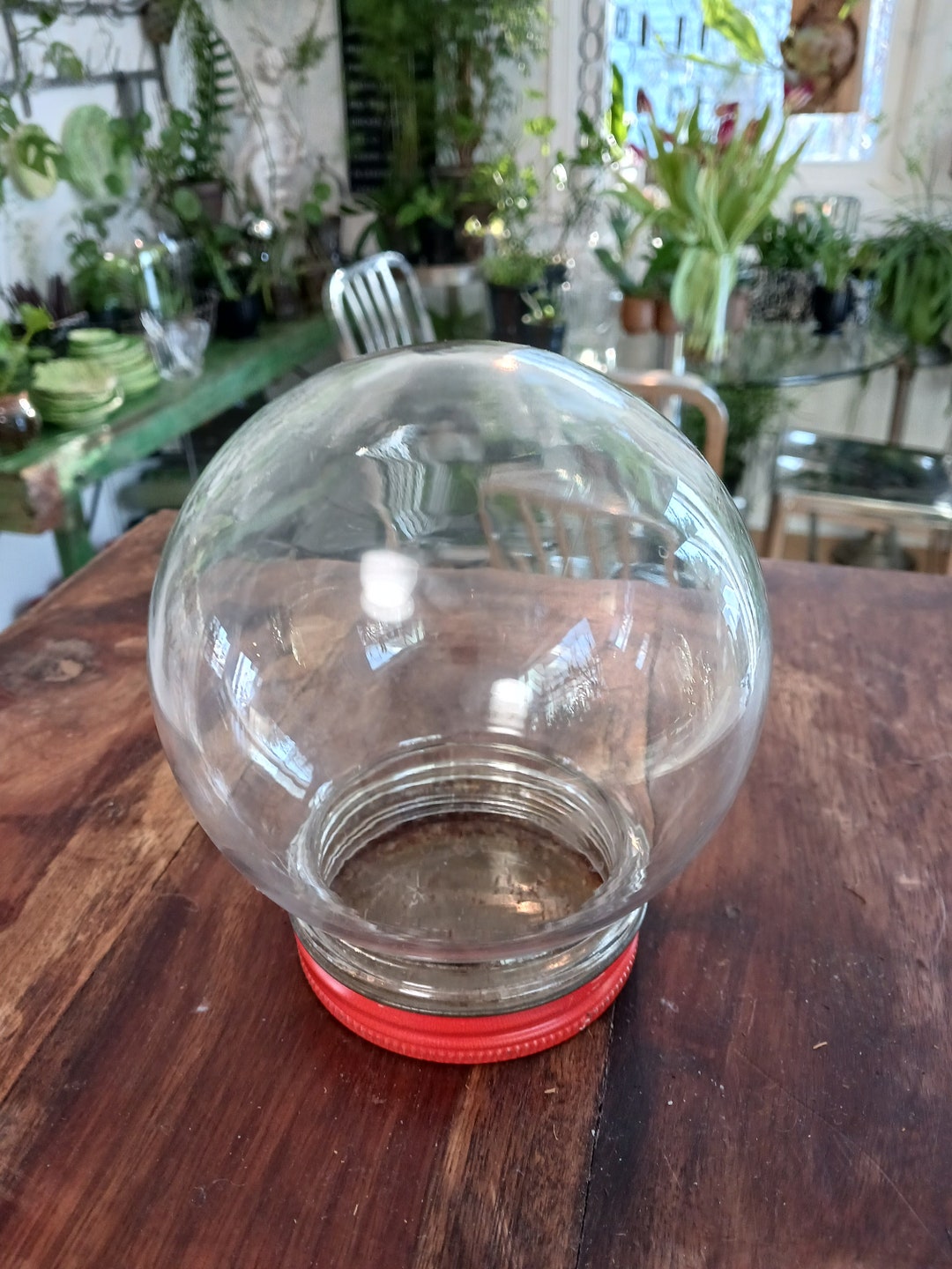 Vintage Glass Globe Display Jar A Mayonnaise Jar Etsy