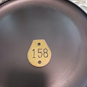 Antique Brass Cow Tag, Antique Brass Tag, Antique Numbered Tag, Antique Livestock Tag