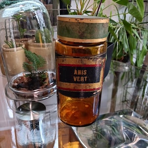 Vintage French Pharmacy Jar, Antique French Apothecary Jar, Apothecary Jar, Vintage French Jar, Vintage Amber Glass Jar, French Pharmacy Jar