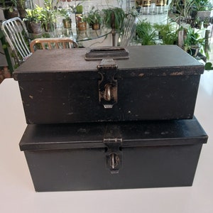 Vintage Metal Box, Vintage Industrial Box, Vintage Vault Box, Vintage Safekeeping Box, Vintage Steel Box