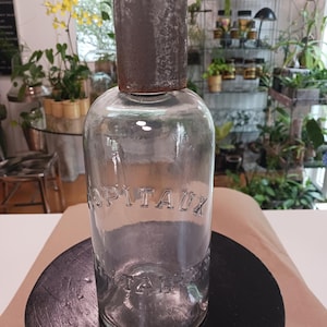 Vintage French Apothecary Bottle, Vintage French Glass Bottle, Vintage French Hospital Bottle, Vintage French Military Bottle, Glass Bottle