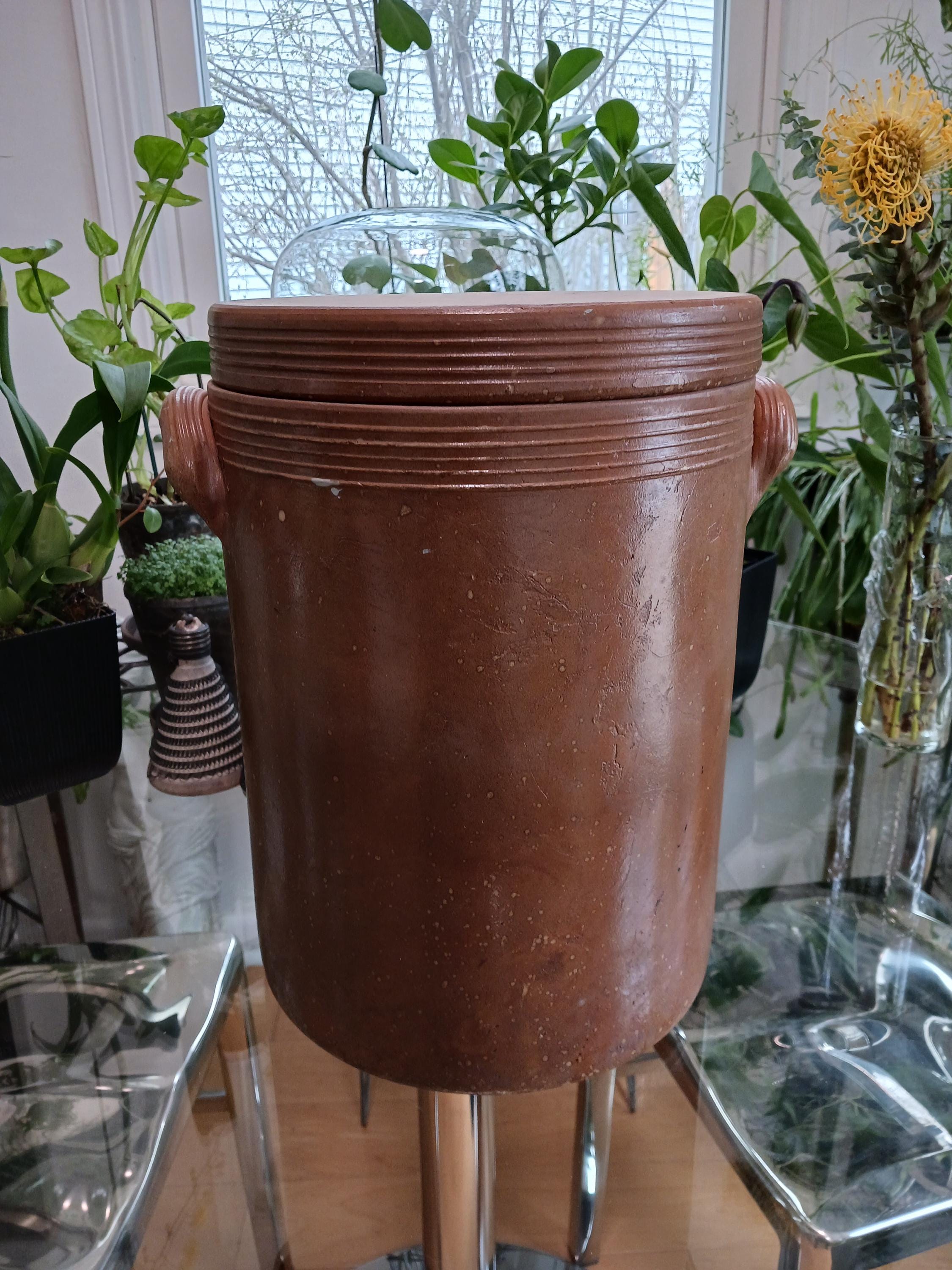 Huge Vintage French Confit Pot 13-Inch Pottery Jar