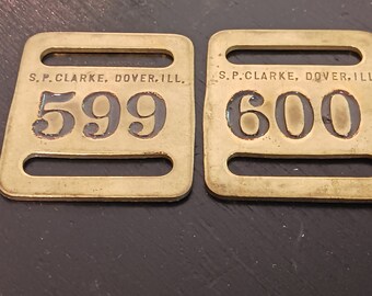 Pair of Vintage Brass Tags, Vintage Brass Tag, Vintage Metal Tag