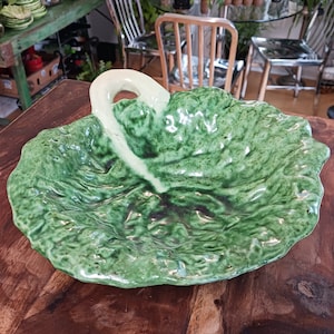 Cabbage Majolica, Vintage Cabbage Majolica, Vintage Lettuce Majolica, Majolica Plate, Majolica Leaf, Majolica Green Plate, Majolica