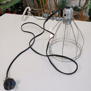 Vintage Industrial Lamp, Vintage Clamp Light, Vintage Leviton Lamp, Industrial Lamp With Clamp, Vintage Cage Lamp, Industrial Clamp Light image 1