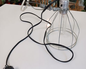 Vintage Industrial Lamp, Vintage Clamp Light, Vintage Leviton Lamp, Industrial Lamp With Clamp, Vintage Cage Lamp, Industrial Clamp Light
