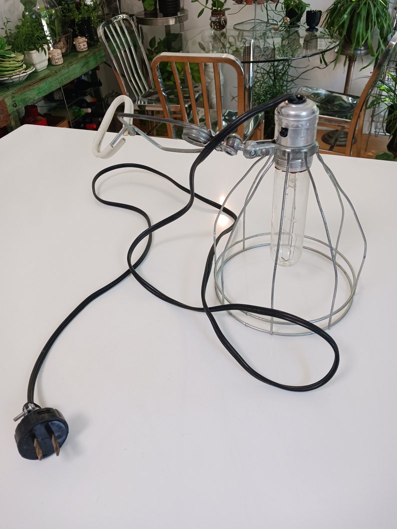 Vintage Industrial Lamp, Vintage Clamp Light, Vintage Leviton Lamp, Industrial Lamp With Clamp, Vintage Cage Lamp, Industrial Clamp Light image 1