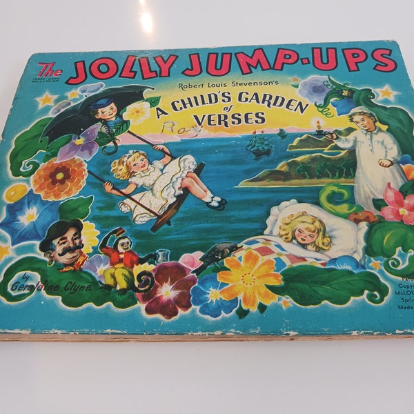 Vintage Jolly Jump-Ups Book, Vintage Children's Book, Vintage Pop Up Book, A Child's Garden Of Verses Book, Vintage Book
