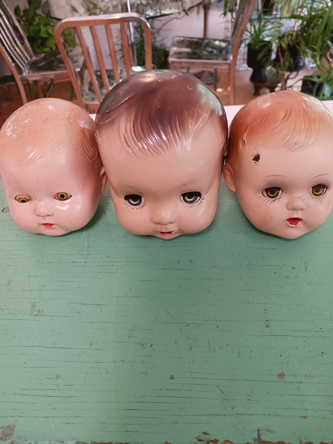 3 Vintage Doll Heads Vintage Doll Parts Doll Head Etsy