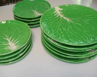 Vintage Italian Lettuce Plates, Majolica Lettuce, Dinner Plates, Vintage Plates, Bread Plates, Salad Plates, Vintage Place Setting