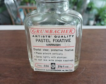 Vintage Glass Bottle, Vintage Grumbacher bottle, Vintage Varnish Bottle, Vintage Artist Bottle, Vintage Artist Supplies, Vintage Grumbacher