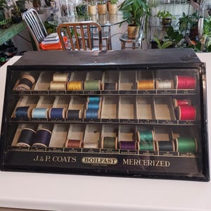 Antique J & P Coats Display Case, Antique Thread Display Case, Antique Store Display, Antique Display Case