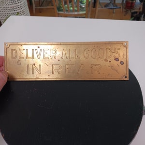 Vintage Brass Sign, Vintage Delivery Sign, Vintage Door Sign, Vintage Wall Sign, Vintage Store Sign, Vintage Sign