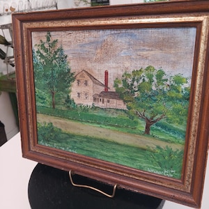 Vintage Oil Painting, Vintage Landscape Painting, Vintage House Painting, Vintage Framed Painting, Vintage Painting, Vintage Scenic Painting