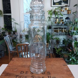Vintage Glass Candy Jar, Vintage Glass Kitchen Jar, Vintage Glass Display Jar, Vintage Counter Jar, Vintage Glass Jar, Vintage Candy Jar