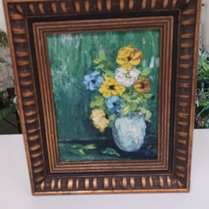 Vintage Framed Flower Painting, Vintage Framed Oil Painting, Vintage Impasto Painting, Vintage Oil Painting, Vintage Still Life Painting