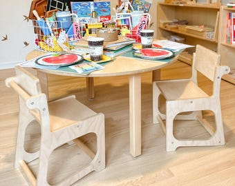 Skoolhaus Chair – Montessori Wooden Toddler Chair with Foot Rest – Preschool Seating – Made in USA