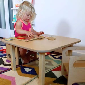 Montessori Square Play Table: Baltic Birch Kids Activity Table - Made in USA