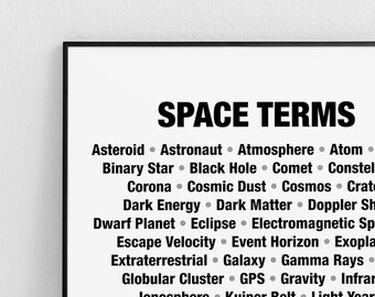 Space Terms Unframed 20x24 Poster for Classroom or Kid's Room