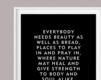 John Muir Quote "Beauty As Well As Bread" Home Decor Unframed Poster or Print