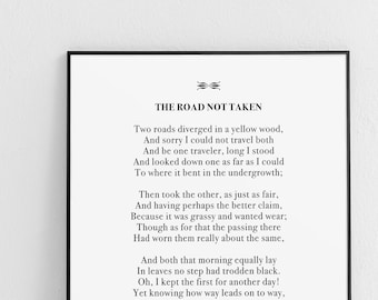 Robert Frost "The Road Not Taken" Poem Unframed Poster or Print