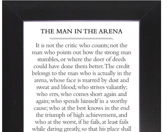 Framed "Man in the Arena" Print Quote by Theodore Roosevelt