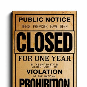 Canvas Wrap Featuring Vintage Prohibition Poster Reproduction Retro Wall Art For Home Bar Decor Ready To Hang Free Shipping