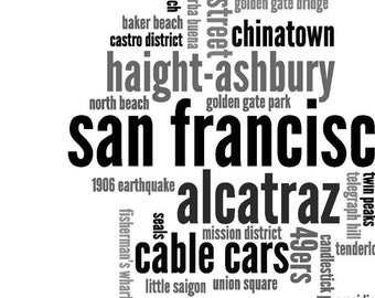 Printable Art "San Francisco" Collage Word Cloud Instant Download