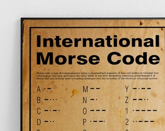 Morse Code Alphabet Unframed Poster Or Print Home Decor Wall Art