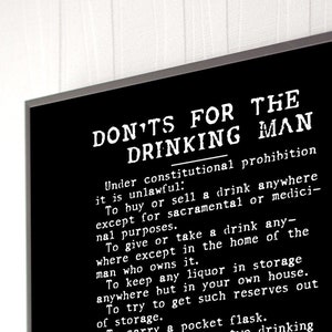 Prohibition List Of Don'ts For The Drinking Man Unframed Poster or Print image 1