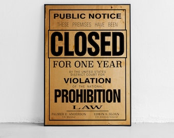 Reproduction Newspaper advert Wall art. prohibition poster