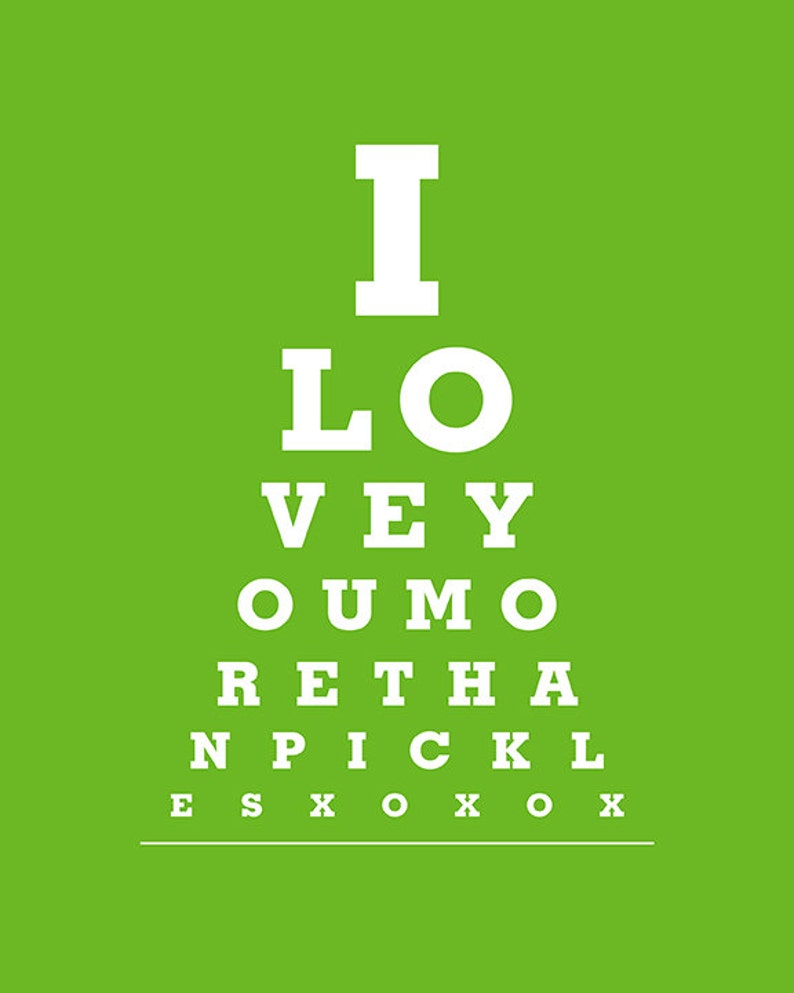 I Love You More Than Pickles Eye Exam Chart Print Wall Hanging Home Decor image 2