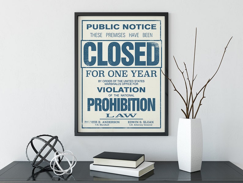 Prohibition Lettering US Government Prohibition Poster Reproduction Home Decor Print Wall Art ...
