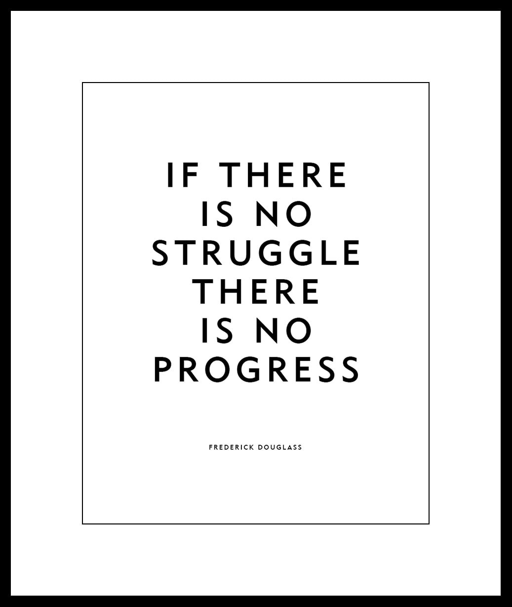 FerociTees Hoodie - Frederick Douglass 'If There Is No Struggle' Quote, African American Pride, Black, Size X-Large