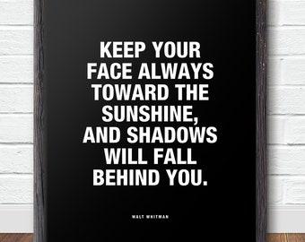 Positive Quote "Sunshine" Walt Whitman Home Decor Wall Hanging Print