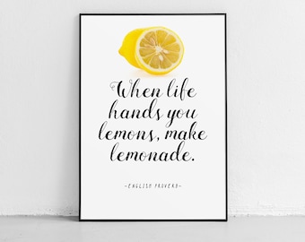 English Proverb "Lemons" Kitchen Home Decor Poster Or Print Unframed