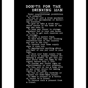 Prohibition List Of Don'ts For The Drinking Man Unframed Poster or Print image 5