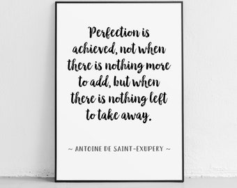 Motivational Quote Print "Perfection" Home Decor Wall Word Script Art Unframed Poster or Print