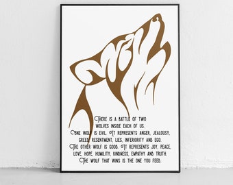 Native American Tribal Decor "The Wolf You Feed" Unframed Poster Or Print
